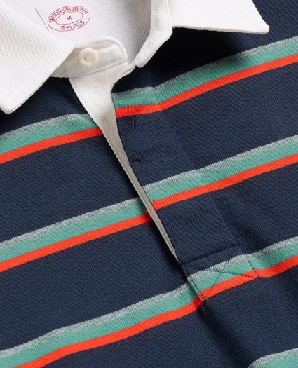 Cotton Dual-Color Striped Rugby Shirt, image 6