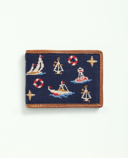 Smathers & Branson Cotton Needlepoint Nautical Wallet, image 1