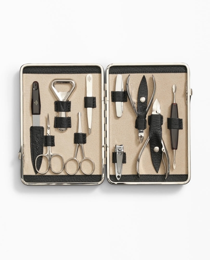 Stainless Steel Manicure Set With Calfskin Case, image 1