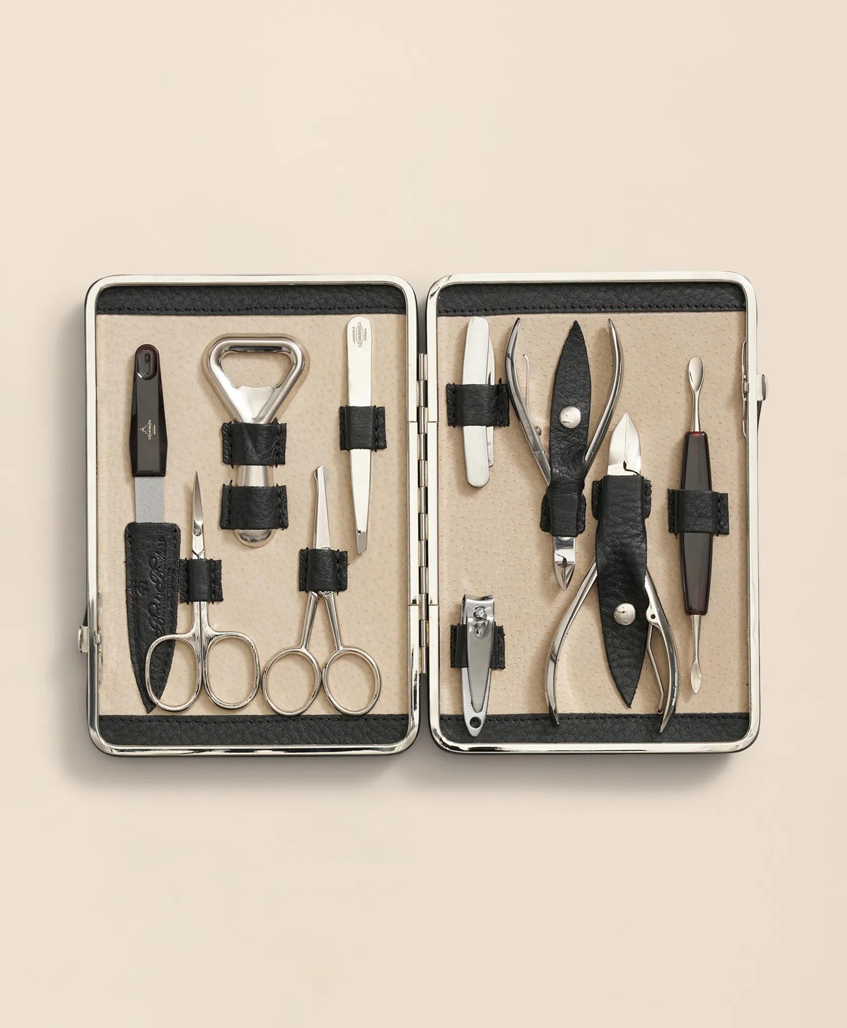Stainless Steel Manicure Set With Calfskin Case, image 1