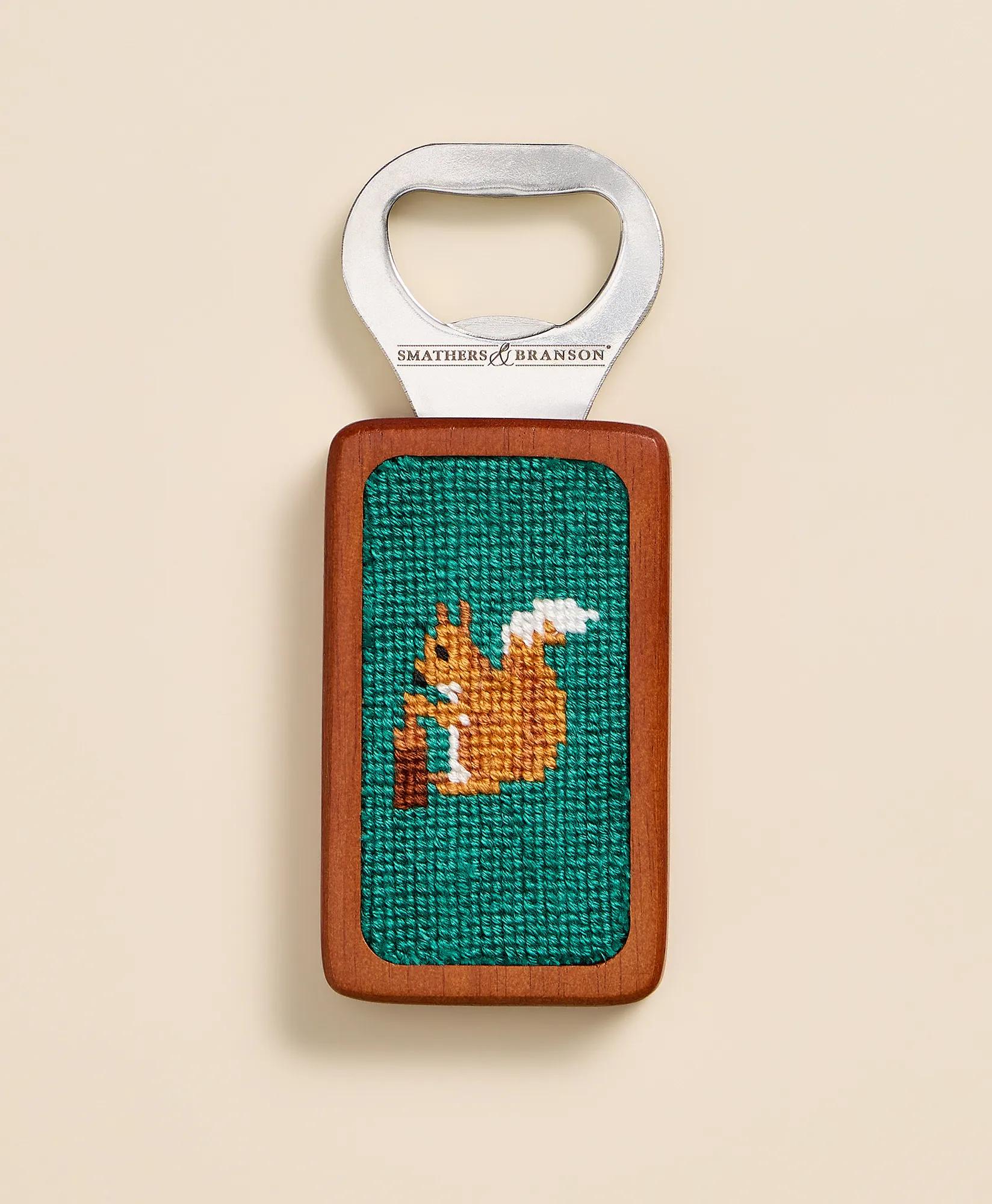 Smathers & Branson Needlepoint Squirrels Bottle Opener, image 1