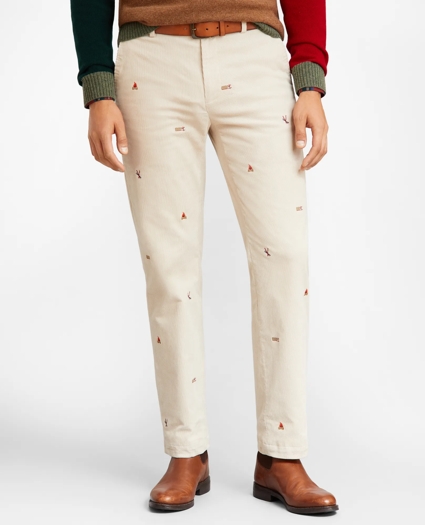 Clark Fit Embroidered Corduroy Pants, image 1