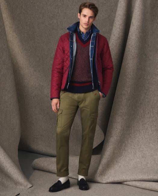 Washed Cotton Stretch Cargo Pants