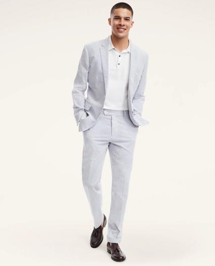 Milano Slim-Fit Cotton Seersucker Stripe Pants, image 3