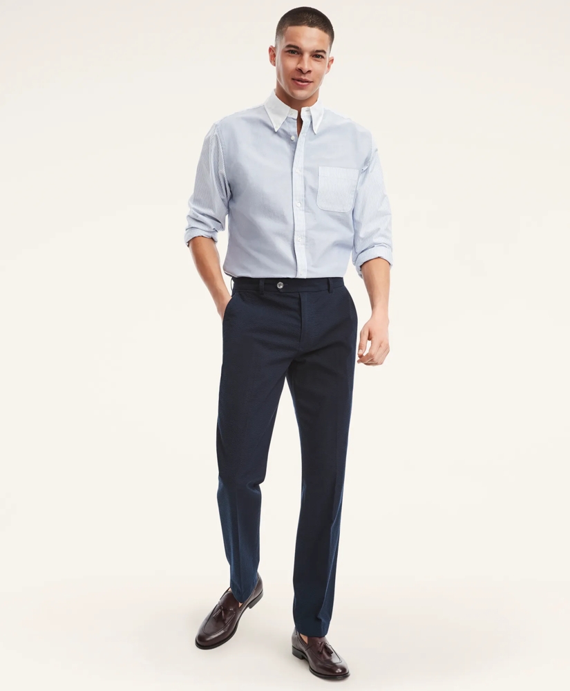 Milano Slim-Fit Cotton Seersucker Pants, image 2