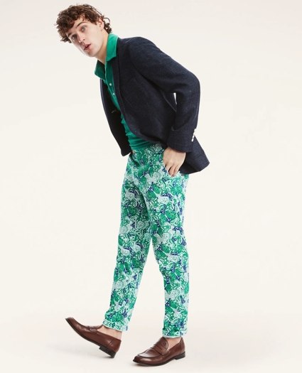 Milano Slim-Fit Stretch Cotton Butterfly Print Chino Pants, image 3