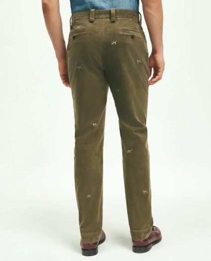 Stretch Cotton Fine-Wale Corduroy Embroidered Pants, image 3