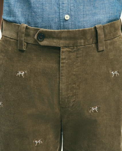 Stretch Cotton Fine-Wale Corduroy Embroidered Pants, image 4