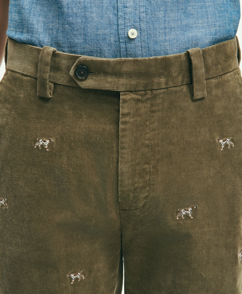 Stretch Cotton Fine-Wale Corduroy Embroidered Pants, image 3