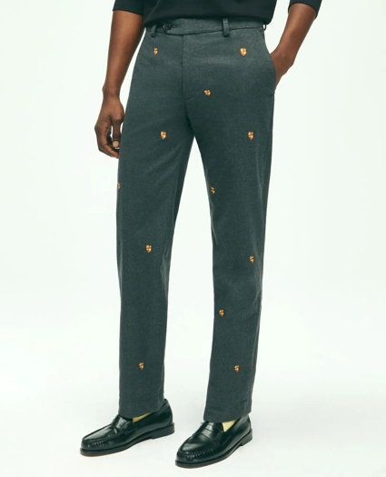 Stretch Cotton Shield Embroidered Flannel Pants, image 1