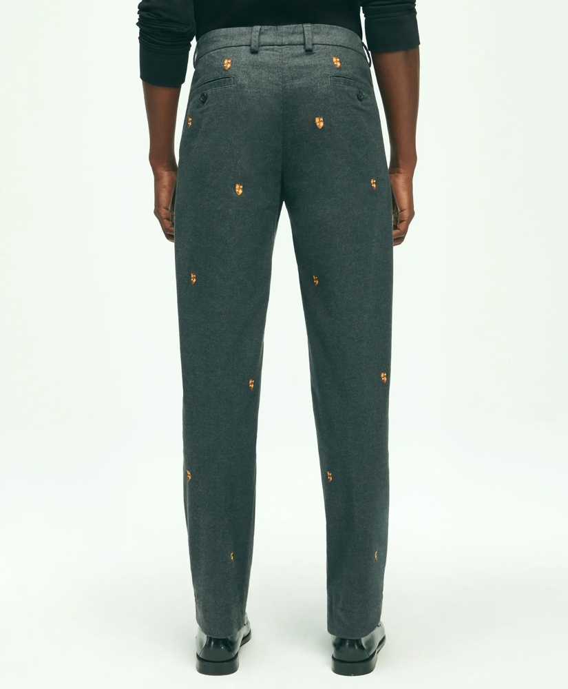 Stretch Cotton Shield Embroidered Flannel Pants, image 3