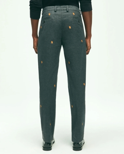 Stretch Cotton Shield Embroidered Flannel Pants, image 3