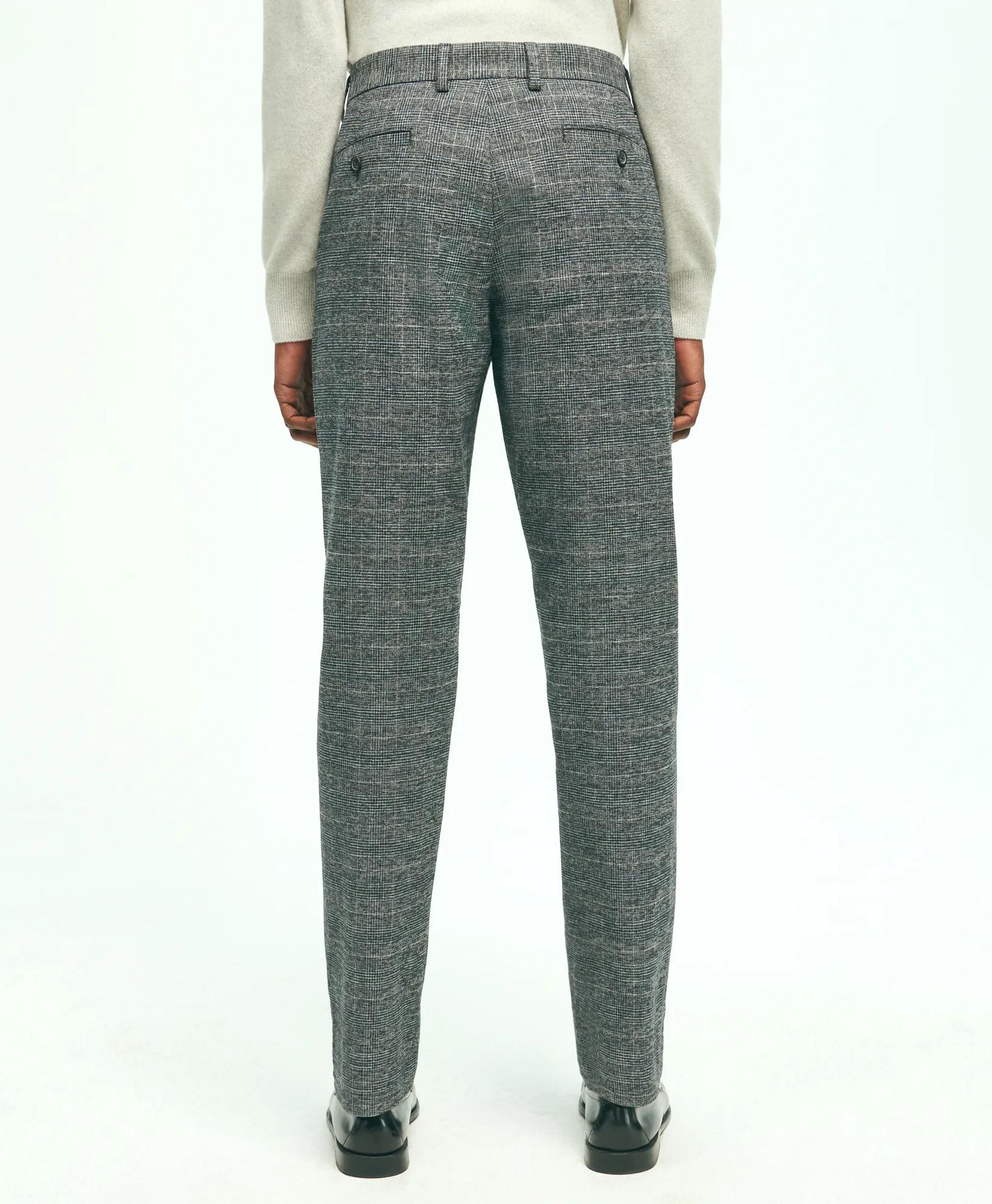 Stretch Cotton Checked Flannel Pleat-Front Pants, image 2