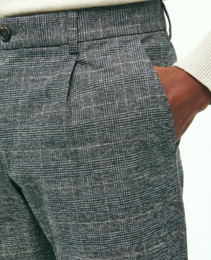 Stretch Cotton Checked Flannel Pleat-Front Pants, image 3
