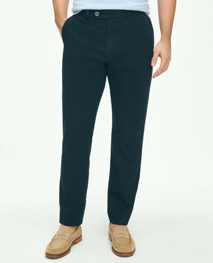 Slim Fit Cotton Seersucker Pants, image 1