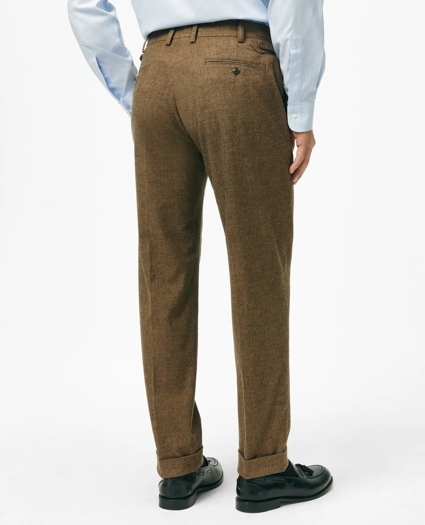 Pleated Side-Tab Pants in Mini-Houndstooth Cotton Blend, image 3