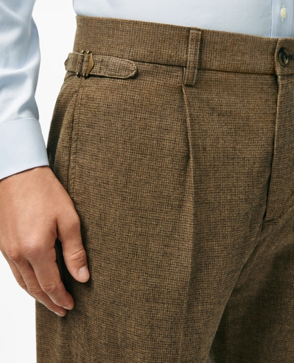 Pleated Side-Tab Pants in Mini-Houndstooth Cotton Blend, image 4