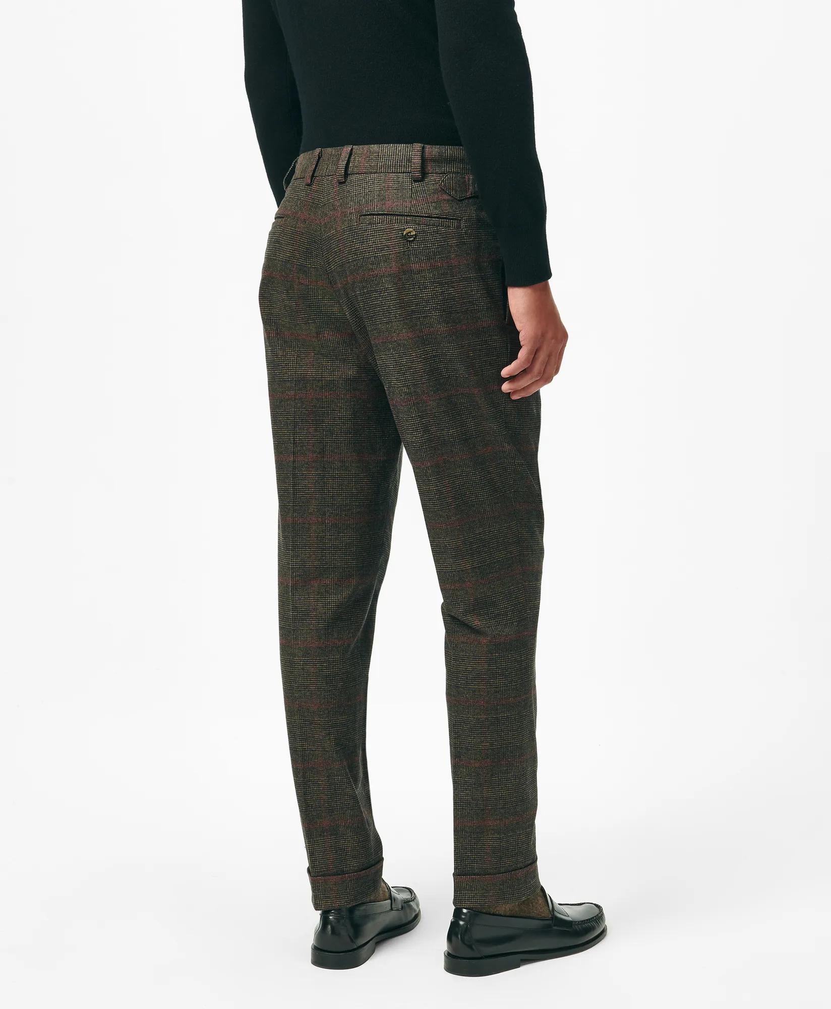 Pleated Side-Tab Pants in Check Cotton Blend, image 2