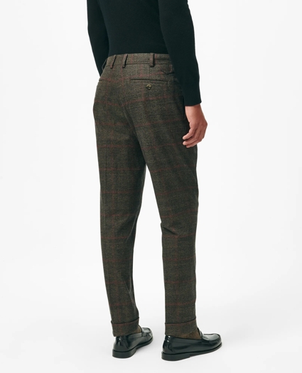 Pleated Side-Tab Pants in Check Cotton Blend, image 2