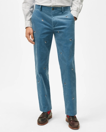 Embroidered Beagle Chino Pants in Medium-Wale Corduroy, image 1