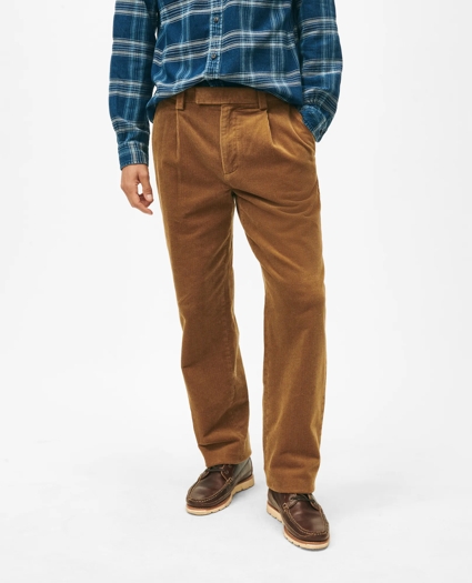 Pleated Wide-Wale Corduroy Pants, image 1