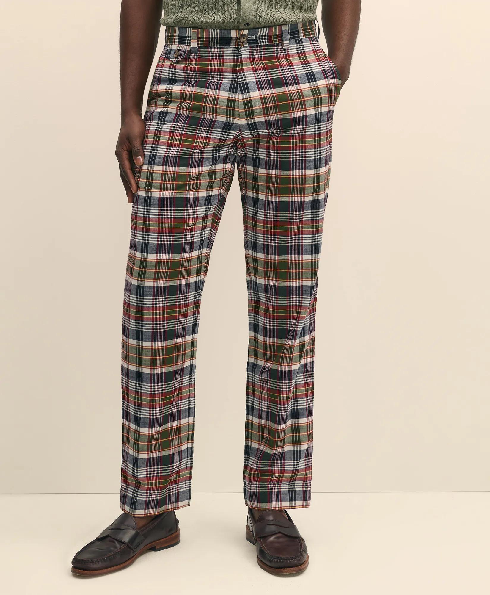 Cotton Patchwork Madras Pants