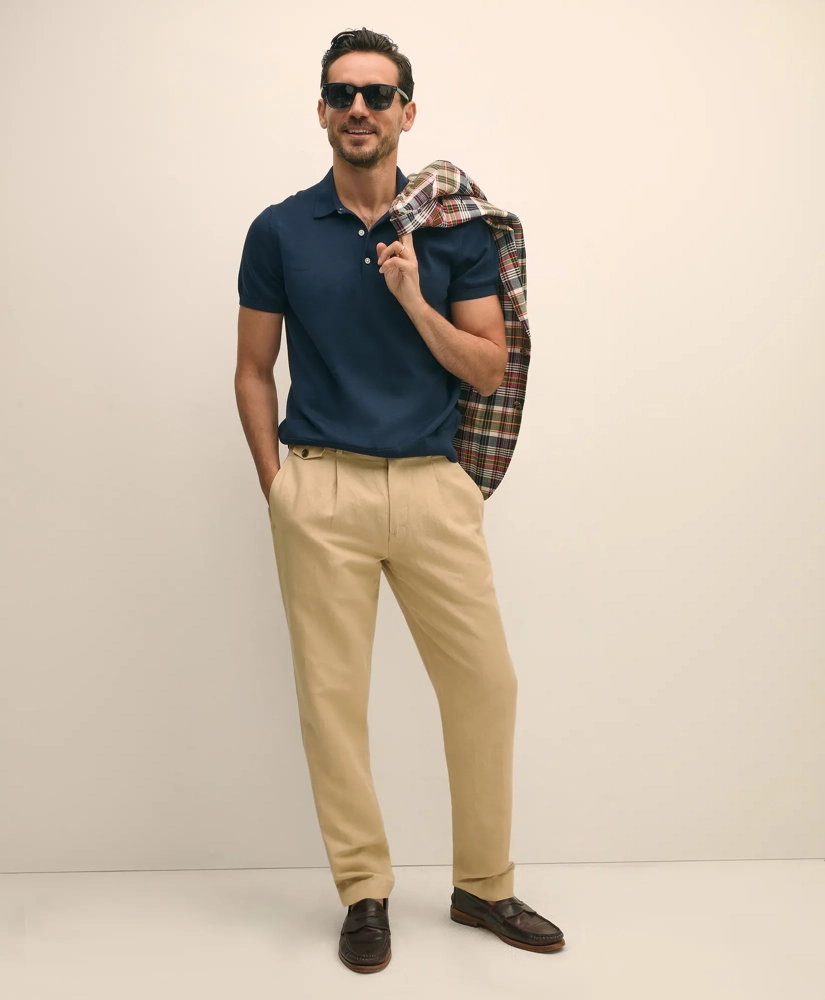 Pleat-Front Linen Cotton Pants