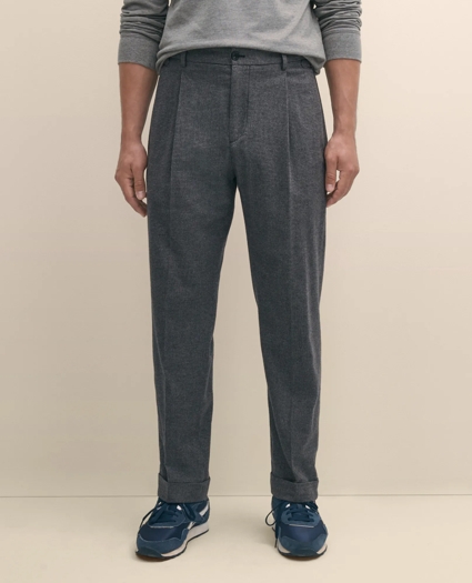 Cotton Pleated Side-Tab Checked Chino, image 2