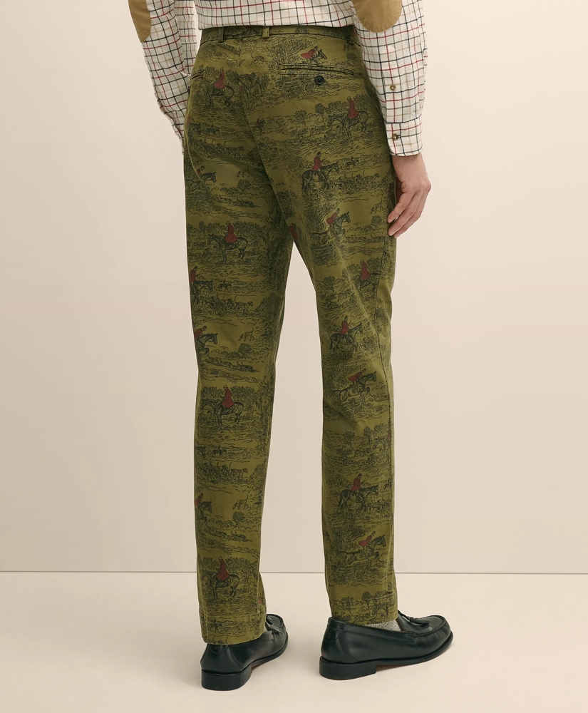 Cotton Pleated Equestrian Print Chino, image 3