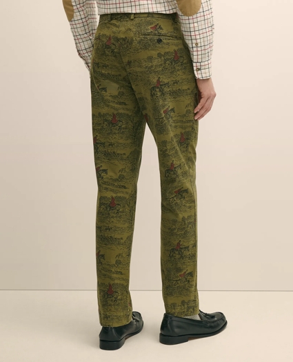 Cotton Pleated Equestrian Print Chino, image 3