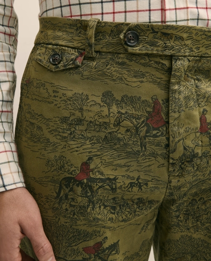 Cotton Pleated Equestrian Print Chino, image 4