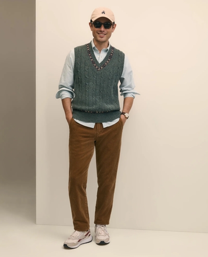 Slim Fit Cotton Wide-Wale Corduroy Pants, image 1