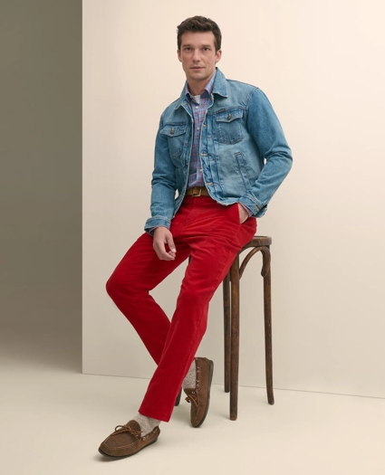 Slim Fit Cotton Wide-Wale Corduroy Pants, image 1