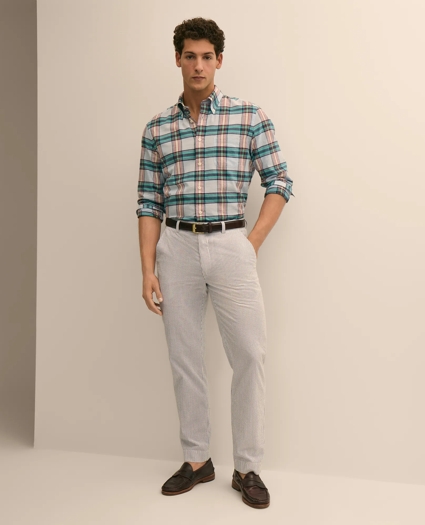 Washed Cotton Seersucker Pants, image 1