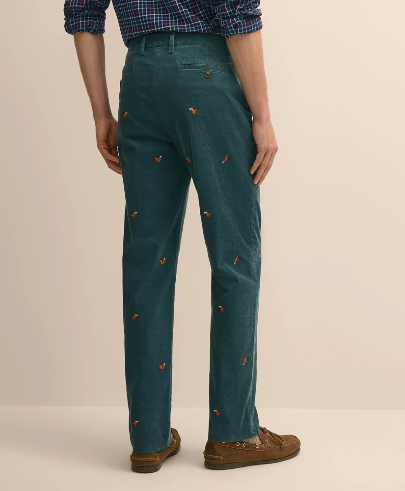 Cotton Corduroy Embroidered Squirrel-Motif Pants, image 4