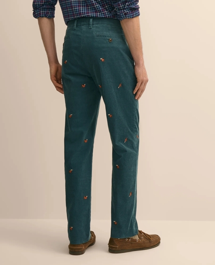 Cotton Corduroy Embroidered Squirrel-Motif Pants, image 4
