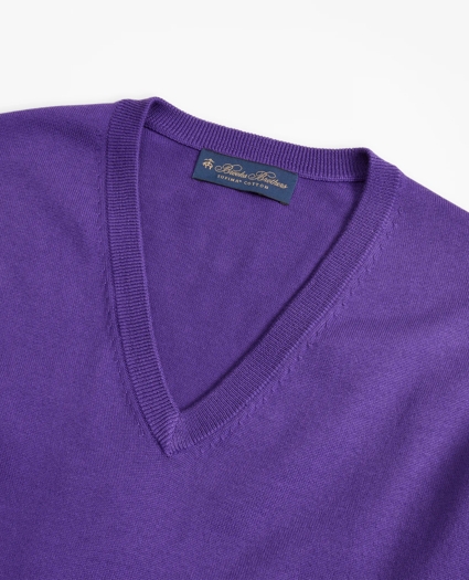 Supima&reg; Cotton V-Neck Sweater, image 2