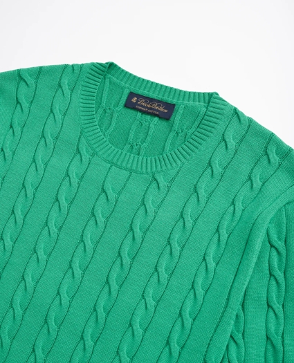 Supima® Cotton Cable Crewneck Sweater, image 2
