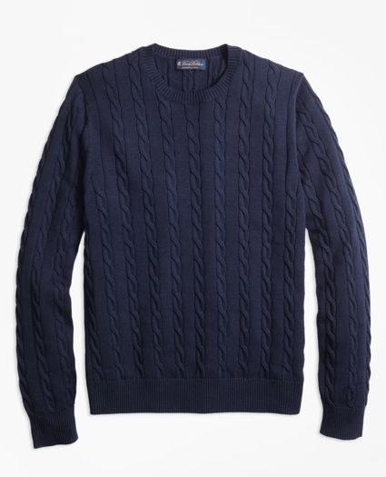 Supima® Cotton Cable Crewneck Sweater, image 1
