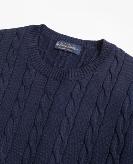 Supima® Cotton Cable Crewneck Sweater, image 2