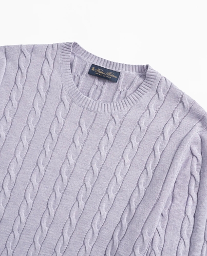 Supima® Cotton Cable Crewneck Sweater, image 2
