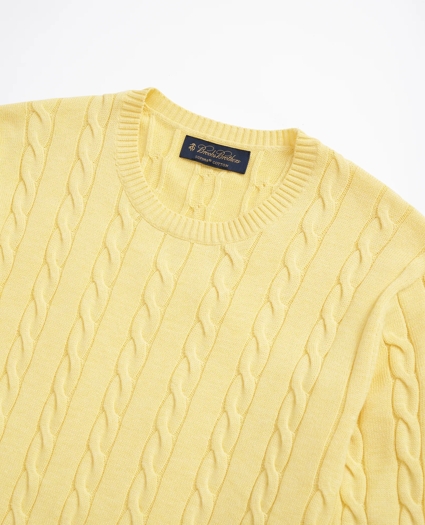Supima® Cotton Cable Crewneck Sweater, image 2
