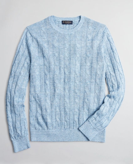 Linen Cable Crewneck Sweater, image 1