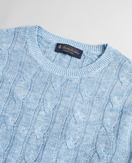 Linen Cable Crewneck Sweater, image 2