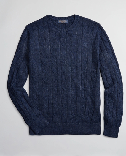 Linen Cable Crewneck Sweater, image 1