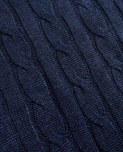 Linen Cable Crewneck Sweater, image 3