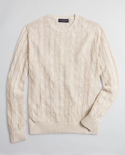 Linen Cable Crewneck Sweater, image 1