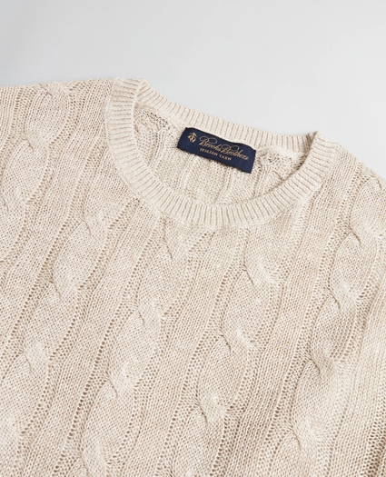 Linen Cable Crewneck Sweater, image 2