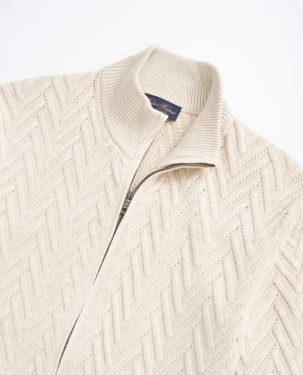 Supima® Cotton Chevron Full-Zip Cardigan, image 2