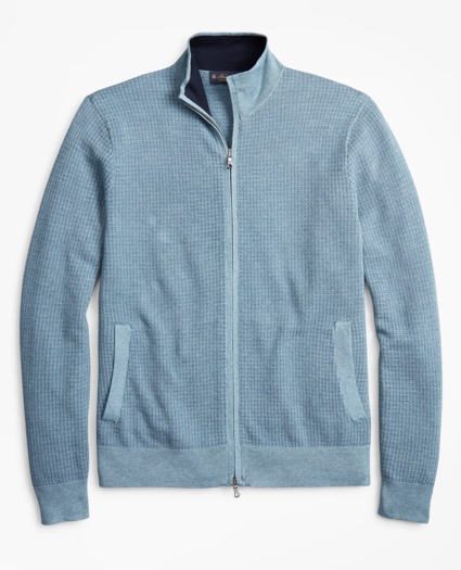 Supima® Cotton Textured Full-Zip Sweater, image 1